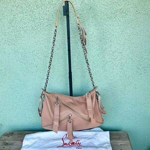 Like New! 🖤 CHRISTIAN LOUBOUTIN Trophe Chain Leather Bag in Tan